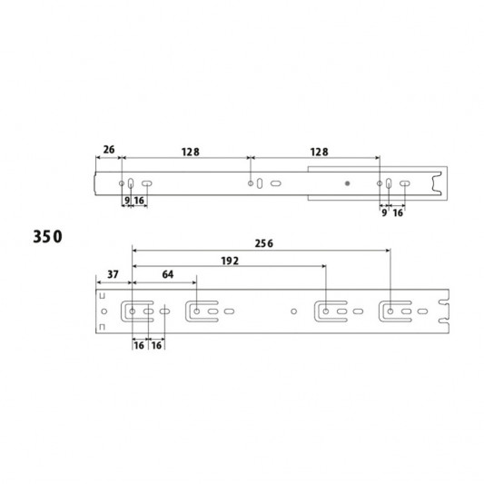 Направляющая телескопическая LS 350×45 перфо - 3