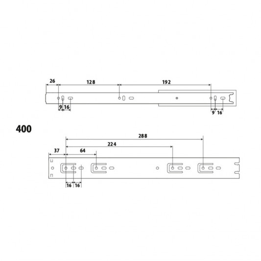 Направляющая телескопическая LS 400×45 перфо - 3