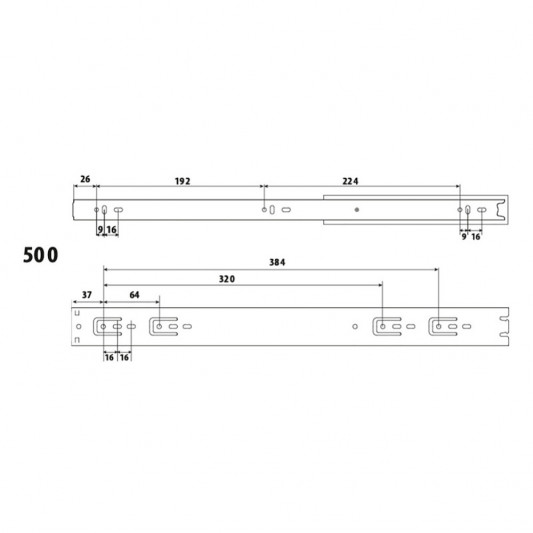 Направляющая телескопическая LS 500×45 перфо - 3