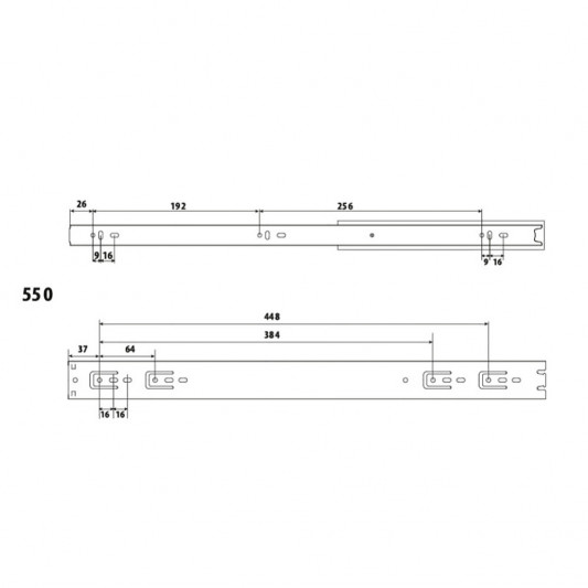 Направляющая телескопическая LS 550×45 перфо - 3