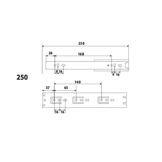 Направляющая телескопическая LS 250×45 перфо - 3