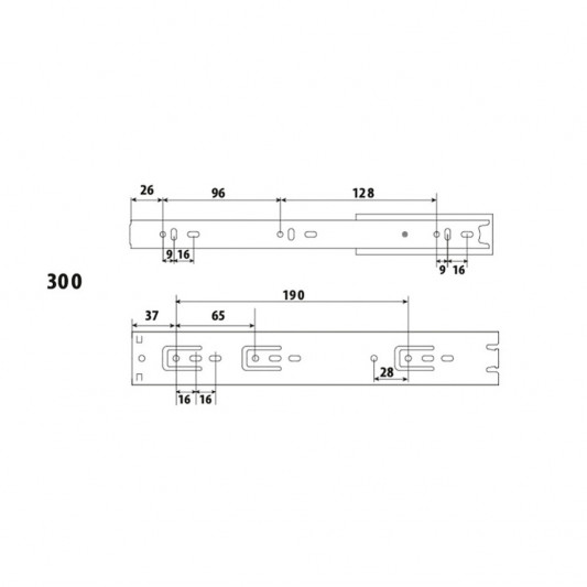 Направляющая телескопическая LS 300×45 перфо - 3
