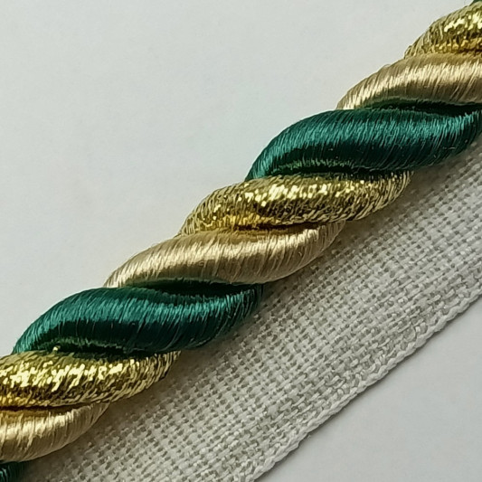 Кант вшивной 50 м зеленый с золотом - 0