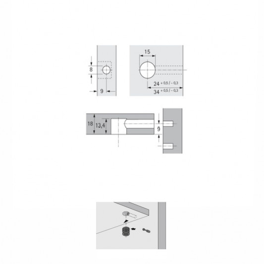 Ексцентрикова стяжка Rastex 15/18 Hettich цинк - 1