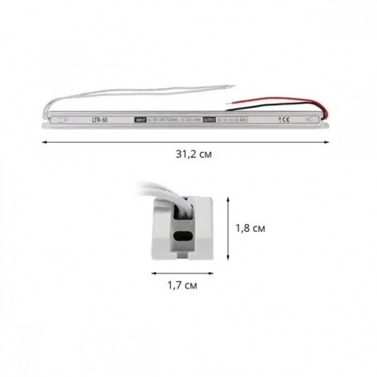 Блок живлення OEM DC12 60W 5А LTR-60 stick - 1