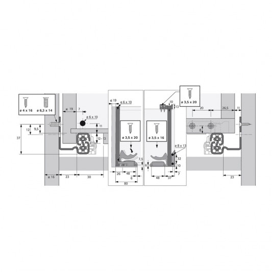 Напрямна Quadro SFD Silent System 300, EB 23 часткового висування, права - 1
