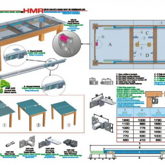 Механизм для раздвижного стола MEPA HMR-100 тросовый - 0