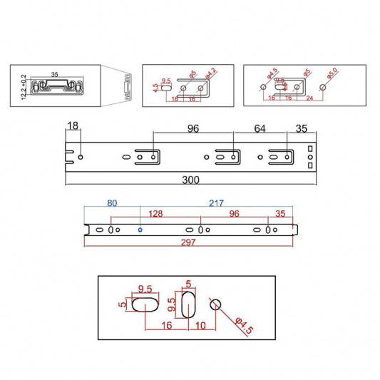 Направляющая телескопическая 300×35 - 3