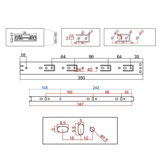 Направляющая телескопическая 350×35 - 3