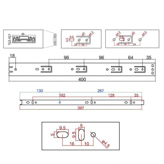 Направляющая телескопическая 400×35 - 3