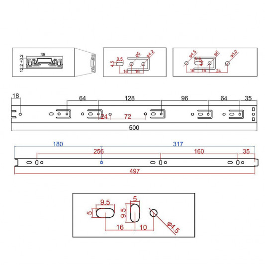Направляющая телескопическая 500×35 - 3