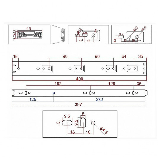 Направляющая телескопическая 400×43 - 3