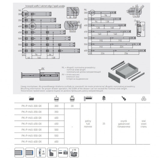 Направляюча телескопічна GTV GX 300 Push to Open - 3