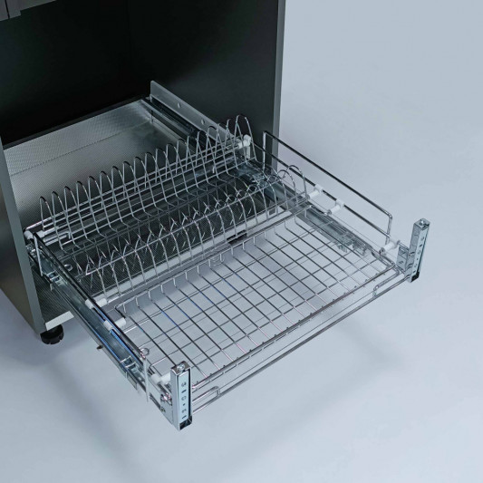 Сушка для посуды Starax выдвижная на тандемах Blum 560-580*520*185, 60см хром S-2031-C - 3