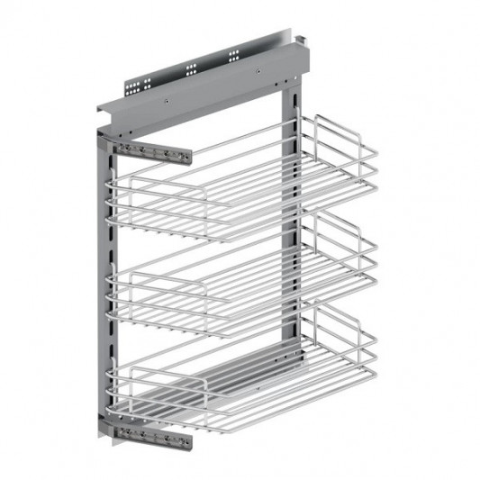 Карго Starax 250 3 полки 45° полного выдвижения на тандемах Blum хром левое S-2201-C - 0