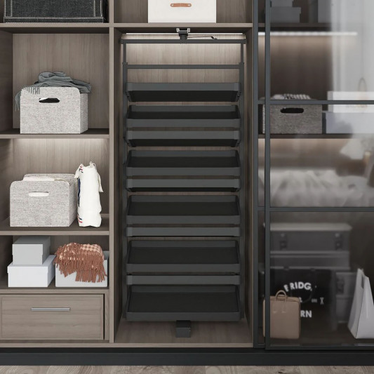 Полиця для взуття поворотна Starax на напрямних, 12 полиць (700x360x1910-2110) антрацит S-6835-A - 3