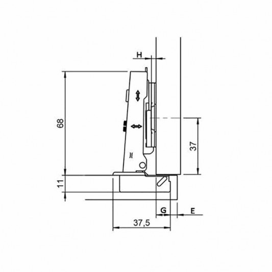 Петля Hafele Metalla D SM 300 накладная с доводчиком сталь никель под шуруп H=0 - 1