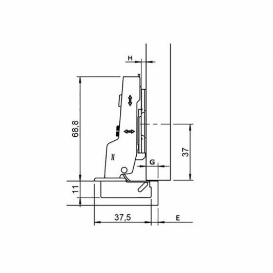 Петля Hafele Metalla D SM 300 полунакладная с доводчиком сталь никель под шуруп H=0 - 1