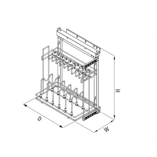 Карго Starax для сковородок на направляющих скрытого монтажа левое (сторона крепления правая) S-2880-A, антрацит - 1