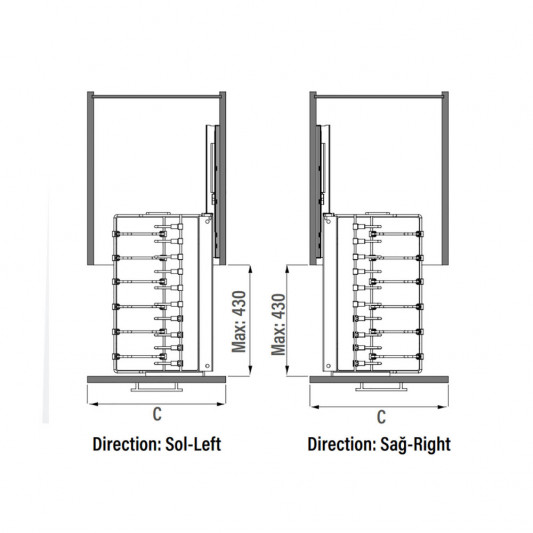 Карго Starax для сковородок на направляющих скрытого монтажа левое (сторона крепления правая) S-2880-A, антрацит - 2