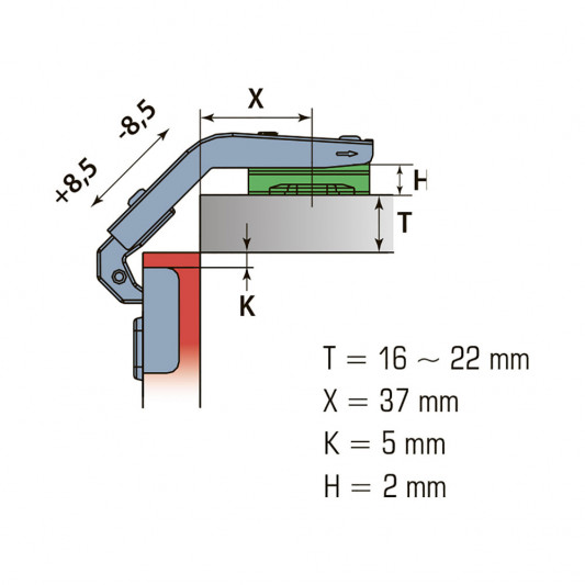 Завіса LinkenSystem 25° -90° Slide-on - 2