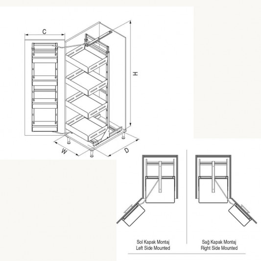 Галерея двойная Starax с полками Classic 380х510х1250-1400, 450мм, антрацит S-1221-UB-A - 2