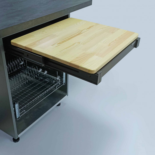 Висувна функціональна обробна дошка з лотком 564х500х85 секція 600мм Starax атрацит S-2156-А - 2