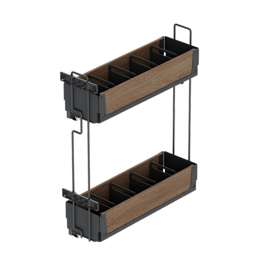 Карго Starax 200 2 полки полного выдвижения на тандемах Blum антрацит-дерево правое S-2442-UW-A - 1
