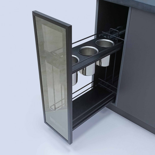 Карго Starax 250 2-х уровневое с чашами под кухонные приборы антрацит левая S-2651-А - 2