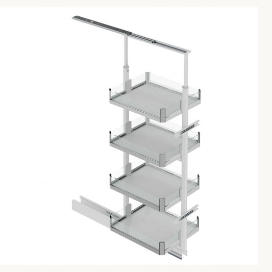 Галерея Starax выдвижная с доводиком (330x510x1250-1400) секция 400мм, 4 корзины, хром-стекло S-1903-P-C - 1