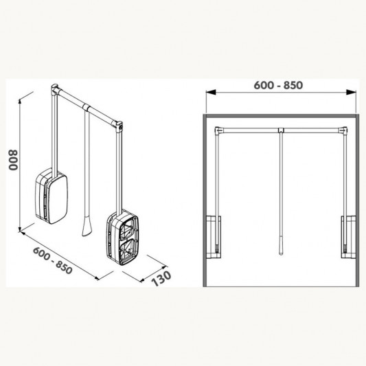 Механизм регулируемый Пантограф Starax (600-850×130×800) антрацит 12кг S-6011-A - 6