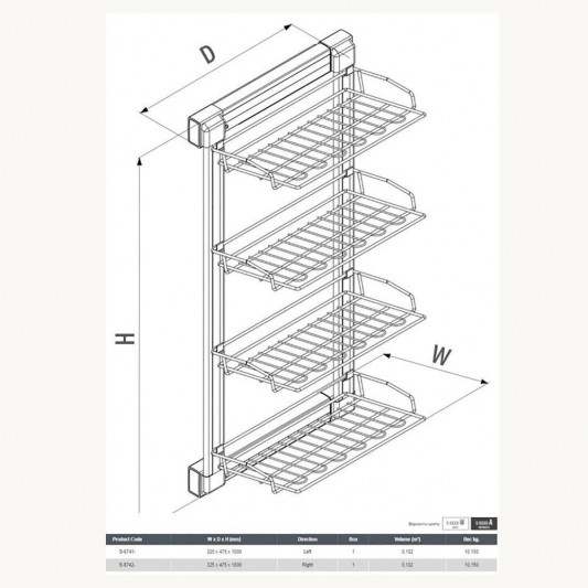 Полиця для взуття Starax 4-рівнева на тандемах ліва 325x475x1000 антрацит S-6741-A - 2