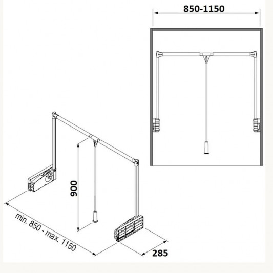 Механизм регулируемый Пантограф Starax (850-1150×285×900) серый 10кг S-6013-G - 2