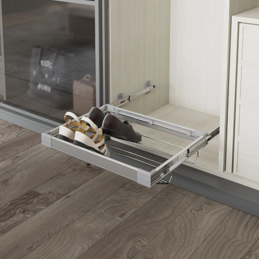 Полиця для взуття Starax висувна 750-780х470х170 секція 800, сіра S-6263-G - 0