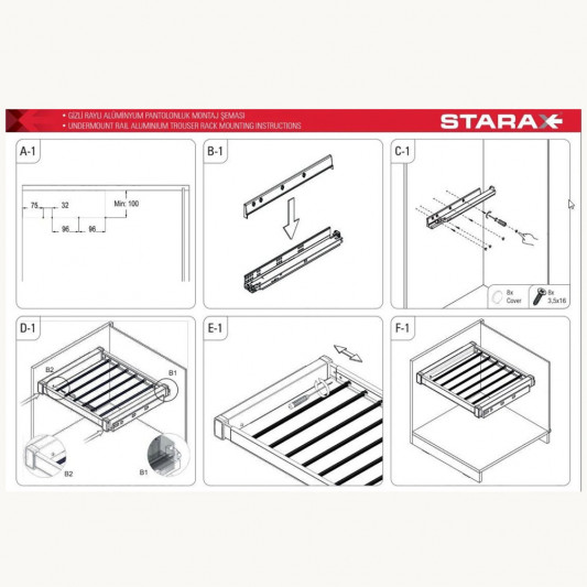 Брючница выдвижная Starax на тандем напр. в 800 секцию (760-790×475×70) антрацит S-6709-A - 3