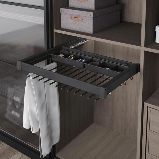 Брючница Starax с разделителями боковой крепеж в 800 секцию (760-790×475×80) антрацит S-6713-A - 0