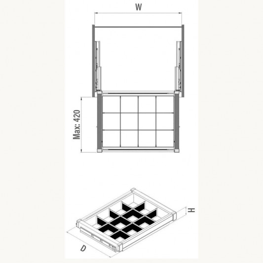 Полка Starax с ячейками бокового крепления 760-790×475×100 секция 800 антрацит S-6717-А - 2
