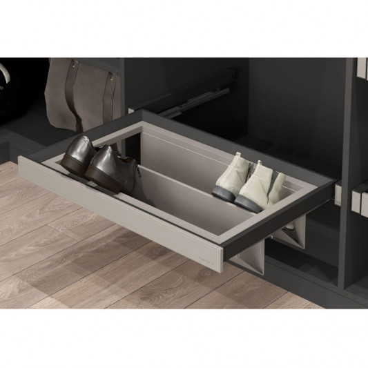 Полиця Starax для взуття висувна 764×470×190, 800 фасад антрацит-шкіра S-6720-A - 0