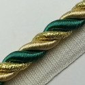Кант вшивной 50 м зеленый с золотом - 0