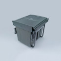Система для отходов Movimento 2х20л в секцию 450мм на скрытых направляющих,3D крепление фасада графит - 0
