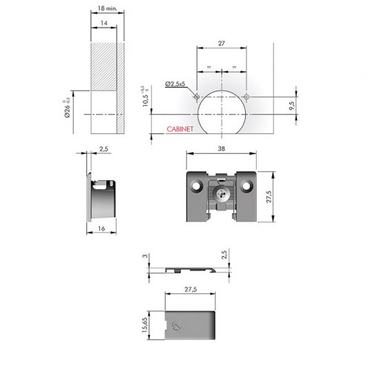Завіса  Kimana: завіс+монт. пластина+загл. нікель d=26мм IF - 2