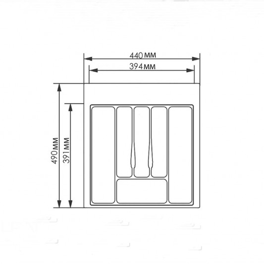 Лоток для столовых приборов 440×490 Volpato серый - 1