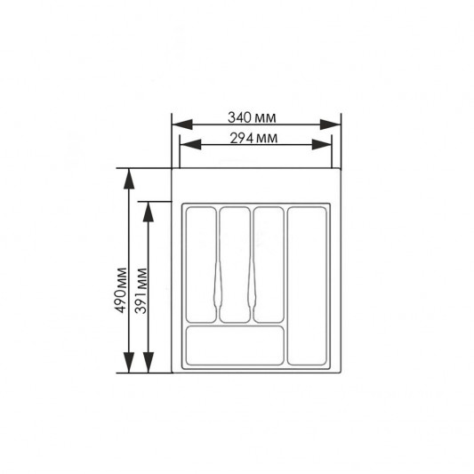 Лоток для столовых приборов 340×490 Volpato серый - 2
