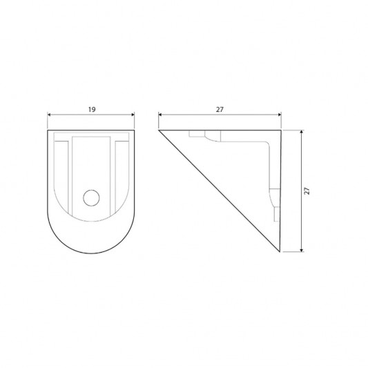 Куточок металевий з пластиковою накладкою LS одинарний сірий - 1