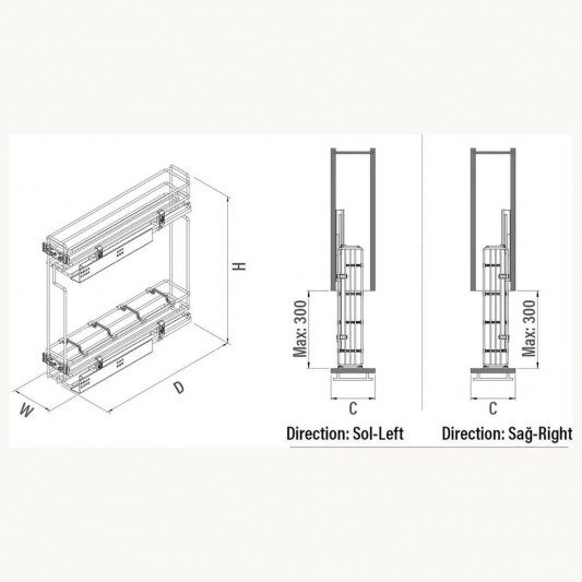 Карго Starax 150 2 полки часткового висування на тандемах Blum хром праве S-2421-C - 2