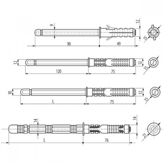 Полкодержатель врезной потайной GTV 12×120 - 1