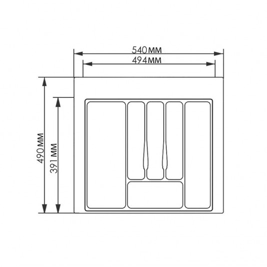Лоток для столовых приборов 540×490 Volpato белый - 1