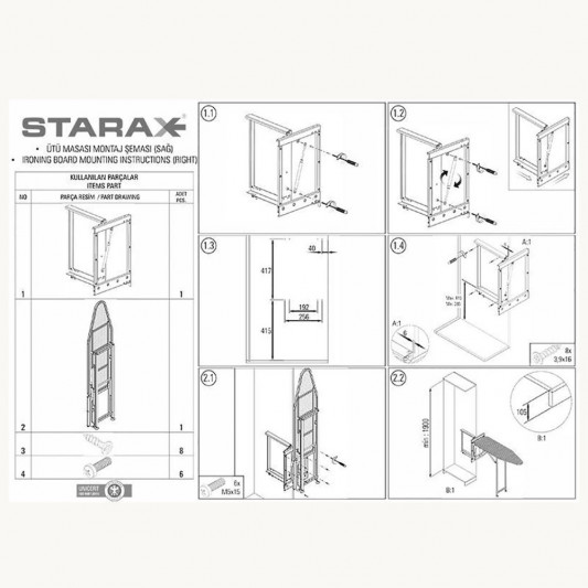 Прасувальна дошка Starax для гардеробу (150-340х1480) антрацит S-6611-A - 6