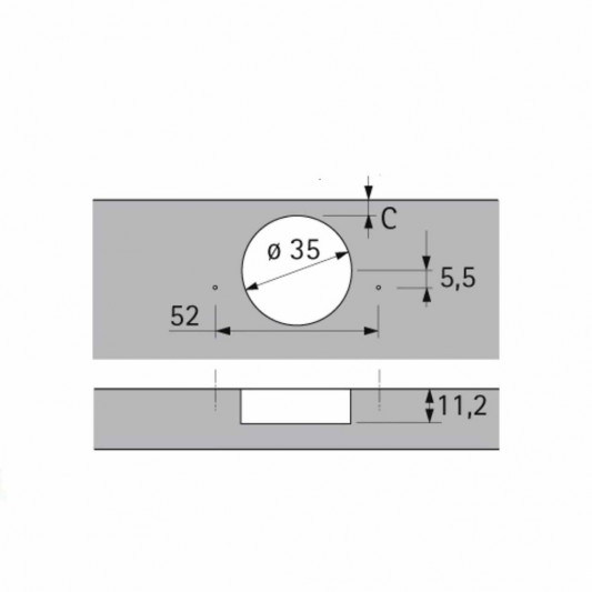 Петля Hettich Intermat 9936 накладная для угла корпуса 45° - 1
