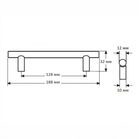 Ручка RE 1011 128 (DR 11/128 SS) монолит черная эко - 1